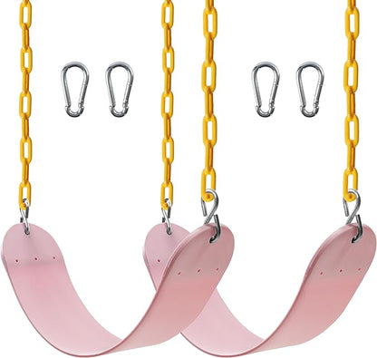 Sunnyglade 2PCS Swings Seats Heavy Duty with 66" Chain, Playground Swing Set Accessories Replacement with Snap Hooks, Support 250lb (2, Pastel Pink)