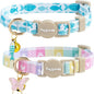 Faygarsle 2 Pack Plaid Butterfly Fish Pattern Cat Collars Breakaway Safety Collar with Bell Spring Summer Design for Girl Cats,Blue Multicolor