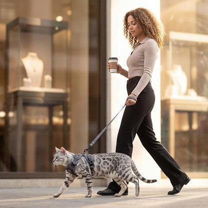 Cat Harness and Leash Set Escape Proof Tactical Extra Large Kitten Harness Emotional Support Cat Vest, Grey, XXL