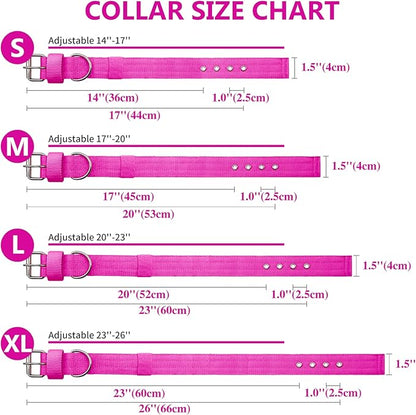 Heavy Duty Tactical Dog Collar - 1.5" Width Military Durable Thick Nylon with Adjustable Metal D Ring & Buckle Working Training K9 Collar for Medium Large Dogs (L(20"-23"), Hot Pink)