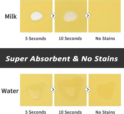 Dog Food Mat - Absorbent Cat Mat for Food and Water, No Stains Pet Feeding Bowl Mat, Easy to Clean Pet Placemats, Quick Dry Dog Water Dispenser Mat for Messy Drinkers | Paw Yellow 18"x34"