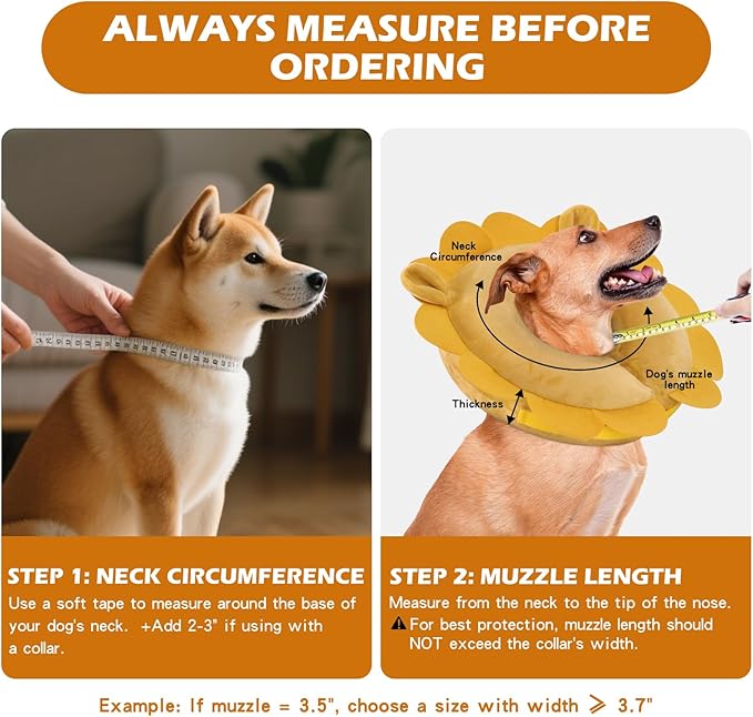 IEUUMLER Inflatable Recovery Dog Collar, Protective Donut Cone, Adjustable Soft Collar for Dog and Cat After Surgery Prevent from Biting & Scratching EU002 - Grey Demon M
