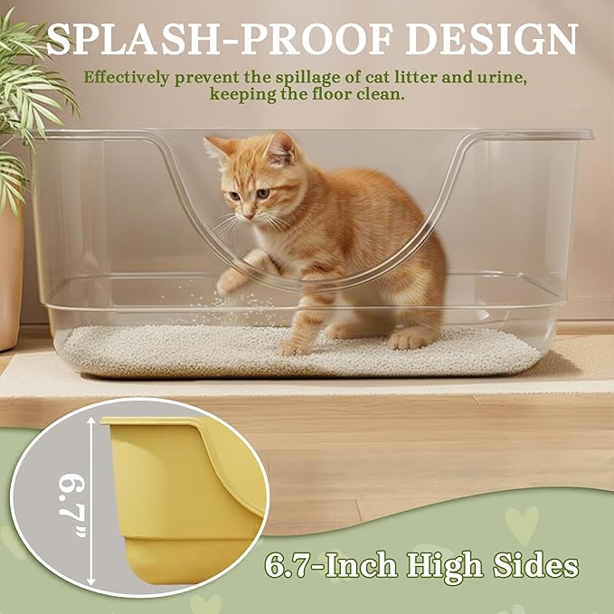 2 Pack Low Entry Small Litter Box for Kittens, Kitty Plastic Litter Boxes, Open Top, Anti-Splash High Sided Litter Tray Pan for Medium Pets, Puppy, Easy to Clean, 15.7"L*11.8"W*6.7"H (Black)