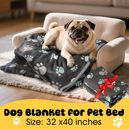 Premium Soft Dog Blanket Washable, 40" x 32" Flannel Gray Dog Blanket for Small and Medium Dogs and Indoor Cats