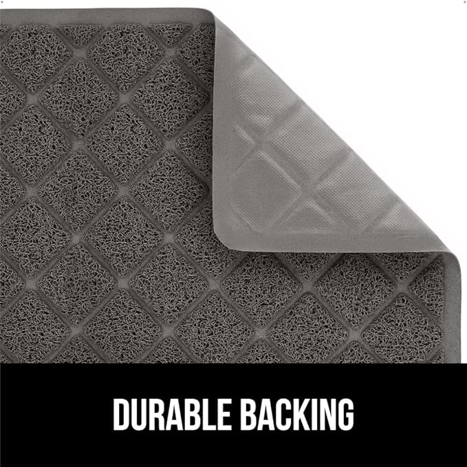 GORILLA GRIP Cat Litter Box Mat, 47x35, Water Resistant, US Designed Kitty Litter Trapping Mats, Easy to Clean, Scatter Control, Less Mess and Clean Floors, Kitten Supplies for Indoor Cats, Dark Gray