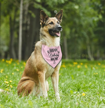 L21 Happy Birthday Mom Dog Bandana - Pink Dog Scarf Accessory for Mom's Birthday Party