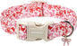 DOGWONG Cute Dog Collar, Pink Bow Pattern Dog Collar, Girl Female Dog Collars with Strong Plastic Buckle for Small Dogs,M