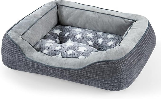SIWA MARY Dog Beds for Small Medium Large Dogs & Cats. Washable Pet Bed, Orthopedic Dog Sofa Bed, Soft Calming Sleeping Warming Puppy Bed (Star-Grey, Large-(30’’x 24’’x 9’’))