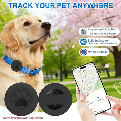 Dog Trackers Smart Pet Tracker for Collar Dog Trackers Pet Location Tracker with Holder No Monthly Fee Compatible with Apple Find My (iOS Only Not for Android) Anti-Lost Device for Pets Bag Straps