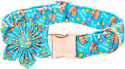 Lionheart glory Easter Day Dog Collar with Flower Dog Collar for Large Dogs, Easter Egg Dog Collars Colorful Dog Collar Spring Collars Pet Collar Flowers