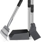 Heeyoo Dog Pooper Scooper, Dog Poop Tray and Rake Set, Pet Waste Removal Scoop with Long Adjustable Sectional Stainless Handles