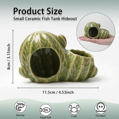 Aquarium Decor Cave Betta Fish Tank Accessories Ornaments Cactus House Hideout for Shrimp Cichlid Hermit Crab, Octopus Hiding Breeding for Tank (Green Cactus)