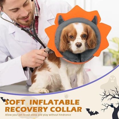 IEUUMLER Inflatable Recovery Dog Collar, Protective Donut Cone, Adjustable Soft Collar for Dog and Cat After Surgery Prevent from Biting & Scratching EU002 - Grey Demon M+