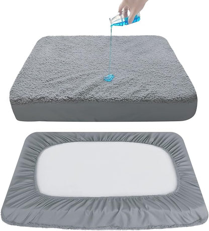 Dog Bed Covers 2 Pack Soft Plush Replacement Washable, Waterproof Pet Mattress Bed Liner Grey 44x35 Inches, for Dog/Cat, Cover Only