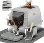 Stainless Steel Litter Box with Lid,Front Entry Top Exit Kitty LitterBox,Extra Large Enclosed Metal Cat Box with Litter Scoop & Litter Mat-Light Gray