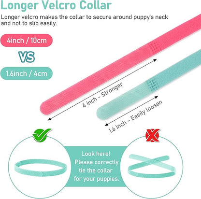 GAMUDA 15Pcs Newborn Puppy Collars, Super Soft Nylon Adjustable Whelping ID Bands, Assorted Colors Litter Identification Set with 6 Record Keeping Charts