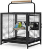 Bird Travel Carrier Cage, 19Inch Wrought Iron Small Bird Cage for Parrots Conures Lovebird Cockatiel Parakeets Black