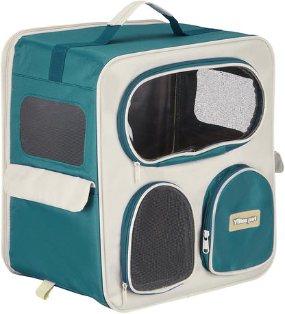 Pet Backpack Carrier, Portable and Ventilated, Nylon Dogs Cats and Small Animals Travel Bag 14.96", (Sea Blue, 1 Pcs), Intended for Hiking/Camping/Traveling