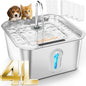 4L/135oz Large Cat Water Fountain Stainless Steel with 4 Filters Pet Water Fountain for Cats Quiet Indoor Pets Dog Small Animal Automatic Dog Water Dispenser for Drinking Watering Supplies
