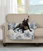 Brilliant Sunshine Quilted Calming Dog Bed Mat, Removable Washable Cover, Cushion Protector and Couch Covers for Dogs, Pets, Cats, Medium, Blue Beige Toile