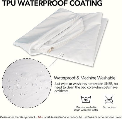 Waterproof Dog Bed Liner, Washable Replacement Cover Reusable Pet Pee Water Resistant Proof with Zipper, Liner Only 44x32 inch