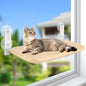 Sunhoo Cat Window Hammock Perch Cordless Perches Window Sill Seat Bed Foldable Stable Lounger Upgraded Suction Cup Easy Assembly Indoor Cats Kitty Shelf Hold Up to 55lbs (Beige, L)