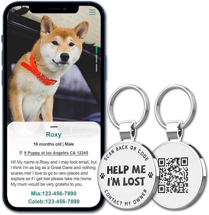 MYLUCKYTAG QR Code Pet ID | Personalized Dog & Cat Collar Tag | Online Profile with Instant Scanned Location Alert Email
