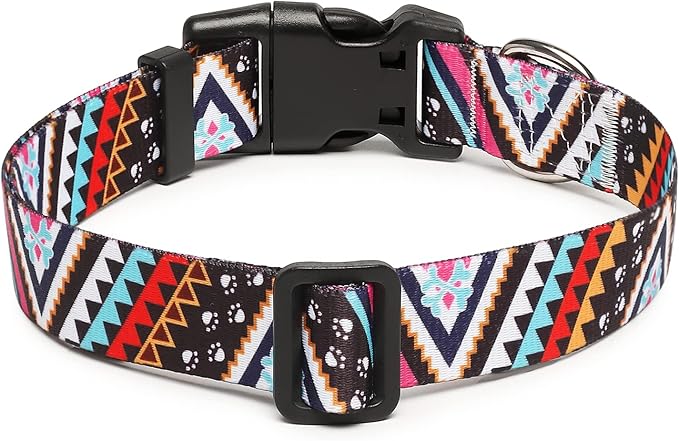 Mercano Adjustable Dog Collar - Special Design Patterns, Soft Nylon Comfortable Durable Pet Collar for Small Medium Large Dogs (XS, Ethnic Pink)