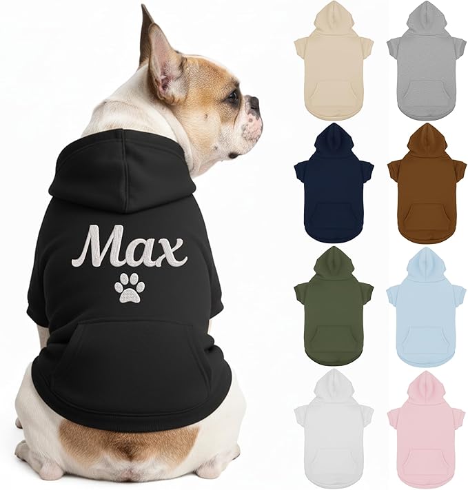 Personalized Dog Hoodie, Custom Embroidered Name Pet Hoodie, Warm Winter Outfit for Dogs, Pet Clothes, Gift for Dog Lovers 1