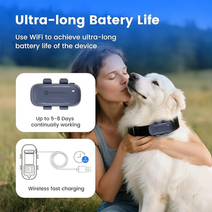 SEEWORLD Cat Tracker Dog Tracking Device with Real-Time Location | Activity Sleeping Monitoring | Geo-Fence for All Collars-iOS & Android, Subscription Required