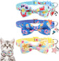 KOOLTAIL Breakaway Cat Collars for Boy Cats with Bow Tie and Bell, 3 Pack Fancy Ocean Theme Kitten Collars with Cute Charm Pendant & Safety Buckle, Adjustable Soft Collars for Boys Girls Kitty