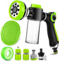 Dog Washing Hose Attachment, 8-in-1 Sprayer Mode Garden Hose Nozzle with Pet Bathing Brush and 100cc Soap Dispenser Bottle, Adopted in Watering Flowers, Car Wash, Dog and Horse Showering (Green)