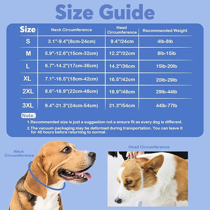 IDOMIK Dog Recovery Collar, Waterproof Soft Dog Cone After Surgery, Comfy Protective Elizabethan Collar Alternative for Dogs Cats, Adjustable Pet Neck Donut Cone Anti-Licking Biting Wounds,Navy,L