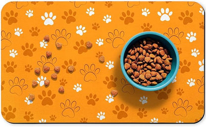 Dog Food Mat, Absorbent Water Bowl Mats Cat Pet Feeding Placemats Orange 24 * 32 inch