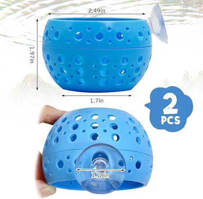 Fhiny Betta Tunnel, 2 PCS Aquarium Fish Hideout with Suction Cup Tank Tunnel Shrimp Cave Aquarium Ornament Fish Tank Accessories for Shrimp Betta Guppy Hiding Resting (Blue)
