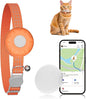 Cat Tracker, GPS Tracker Compatible with Apple Find My App(Only iOS), Waterproof Cat Tracker Collar with Bell and Safety Elastic Buckle, No Monthly Fee, Works with Any Collar (Orange)