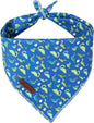 Summer Dog Bandana, UP URARA PUP Dinosaur Triangle Bid Scarf for Medium Large Dogs, Cotton Kerchief for Girl Boy Puppies, Cute Summer BlueBandana,S