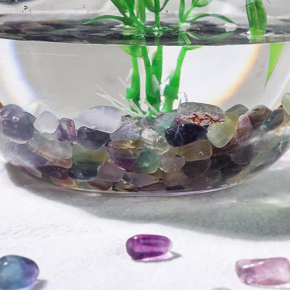 JOHOUSE Quartz Crystals, Crushed Chips Tumbled Polished Stones Assorted Irregular Shaped Decorative Rocks Succulent Pebbles for Indoor Plants Aquarium Betta Fish Tank Gravel Vase Filler DIY Crafts 1LB