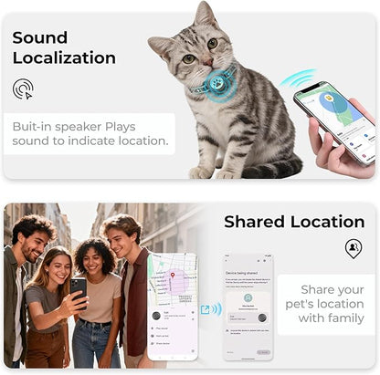 GPS Cat Tracker Collar(iOS & Android), Bluetooth Mini GPS Dog Tracker, Smart Pet Activity Tracker, No Monthly Fee, Work with Apple Find My & Google Find Hub, Finder Tag for Pets,Items Green 1 Pack