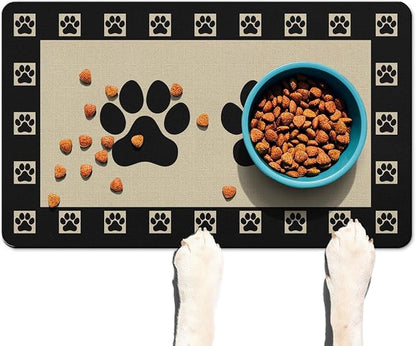 Absorbent Pet Dog Bowl Mat for Food and Water, Pet Cat Food Feeding Mat with Non Slip Rubber Backing, Dog Food Mats for Floors Waterproof, 12"x20"