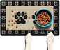 Absorbent Pet Dog Bowl Mat for Food and Water, Pet Cat Food Feeding Mat with Non Slip Rubber Backing, Dog Food Mats for Floors Waterproof, 17"x30"