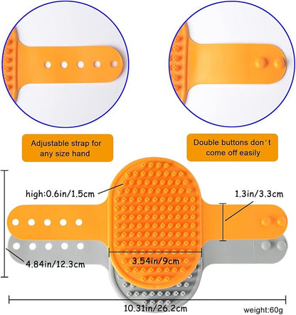 Dog Grooming Brush, Pet Shampoo Bath Brush Shedding Soothing Massage Rubber Comb with Adjustable Ring Handle for Long Short Haired Dogs and Cats 2pcs
