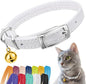 CollarDirect Leather Cat Collar with Bell - Kitten Collar, Small and Big Cat Collar for Boy Cats, Girl Cats with Safety Elastic Strap (Neck Fit 8"-11", White)