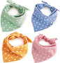4PCS Spring Dog Bandanas Cat Birthday Cute Soft Cotton Puppy Scarfs Washable Daily Handkerchief Pink Green Blue Orange Comfortable Gifts, Adjustable Accessories for Small Medium Large Girl Boy Pup Pet