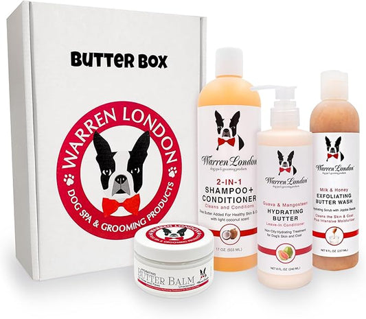 Warren London Dog Products Gift Boxes | Pet Presents Containing Multiple Luxury Spa Products | Birthday Box for Dog | New Puppy Present Gift Idea | Butter Box