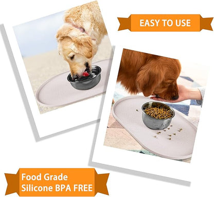 100% Waterproof 1.0" Raised Edge BPA Free Silicone Dog Food Mat, Pet Cat Feeding Mats Contain Spills Protects Floors, Placemats for Cats and Dogs Water Bowl Dishwasher XXL Large.