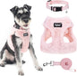 PUPTECK Adjustable Dog Harness Collar and Leash Set Step in No Pull Pet Harness for Small Medium Dogs Puppy and Cats Outdoor Walking Running, Soft Mesh Padded Reflective Vest Harnesses, Plush Pink XS