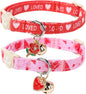 Cat Collar, 2 Pack Cat Collars Cute Breakaway Kitty Collar with Bell, Valentine's Day Kitten Collars Pink Hearts with Safety Buckle for Girl and Boy Cats