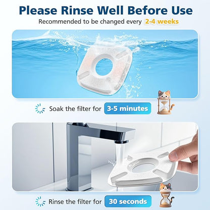 32 Pcs Cat Water Fountain Filters for Veken 95oz/2.8L, 67oz, 85oz, 135oz Dog Water Fountain Automatic Pet Fountain Dog Water Dispenser 16Pcs Pet Fountain Filter Replacement & 16Pcs Pre-Filter Sponges