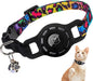 BINGPET AirTag Cat Collar with Bells, Upgraded Safety Elastic Cat Collar with Airtag Cat Collar Holder, Anti-Lost Cat Collars for Cats, Anti-Suffocation Kitty Puppy Collars